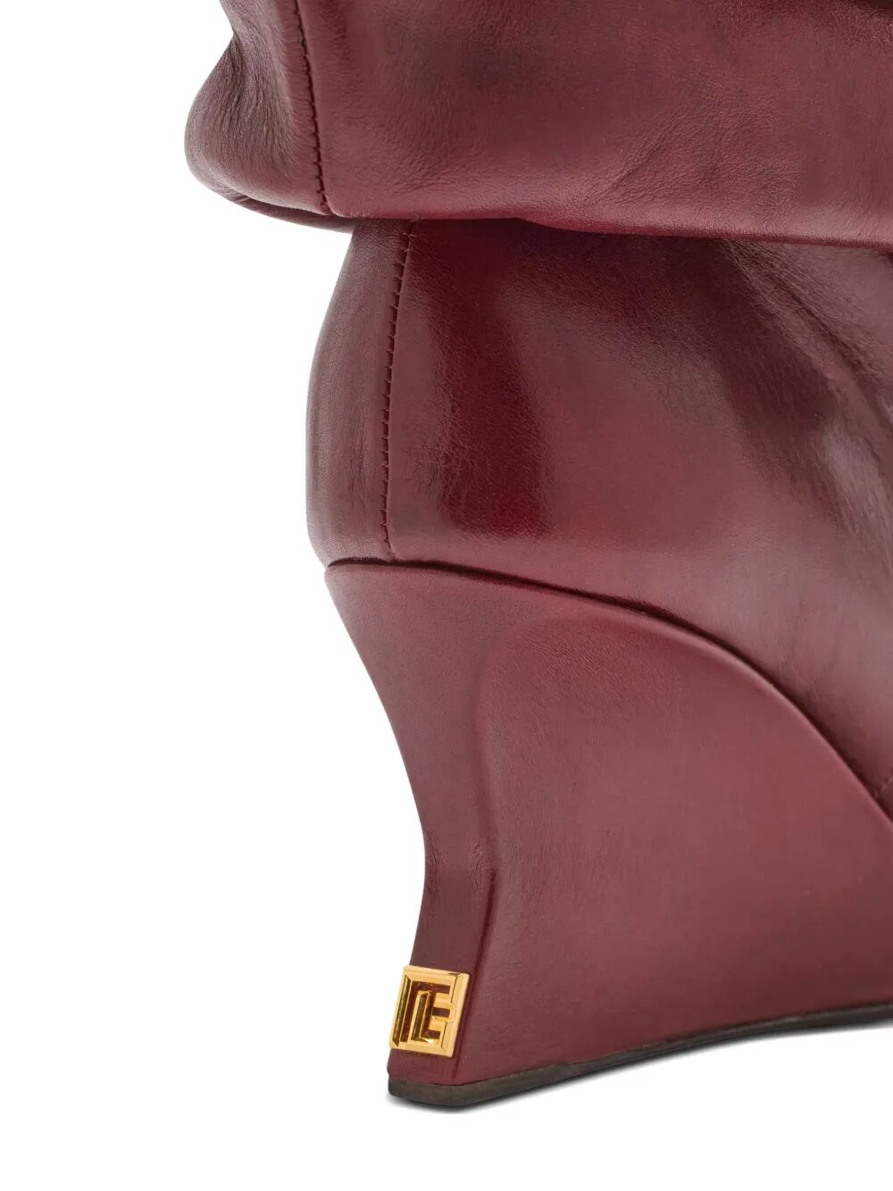 BALMAIN Textured Leather Ankle Boot Wedge