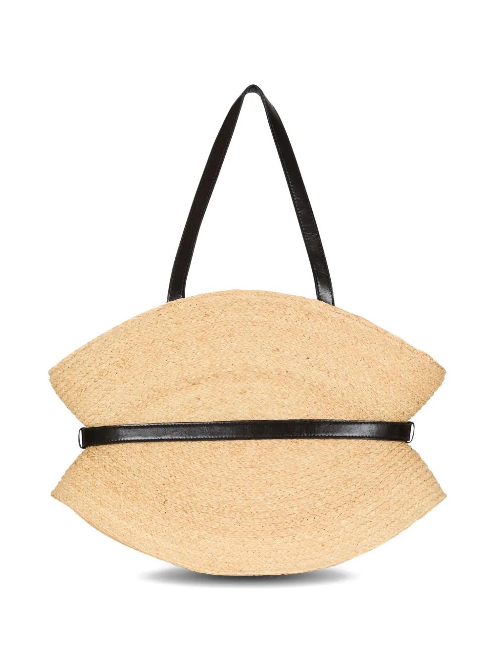 BALMAIN Medium Shuffle Raffia Handbag