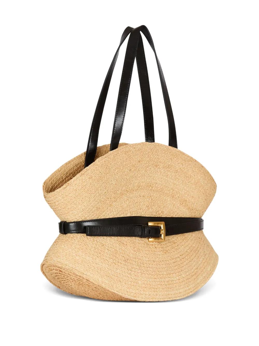 BALMAIN Medium Shuffle Raffia Handbag