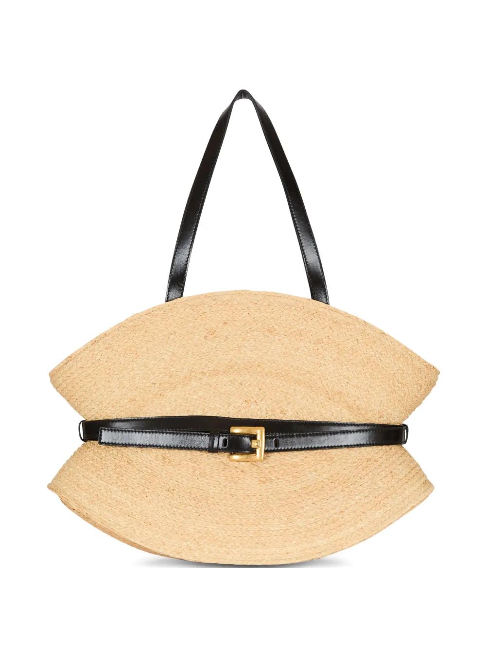 BALMAIN Medium Shuffle Raffia Handbag