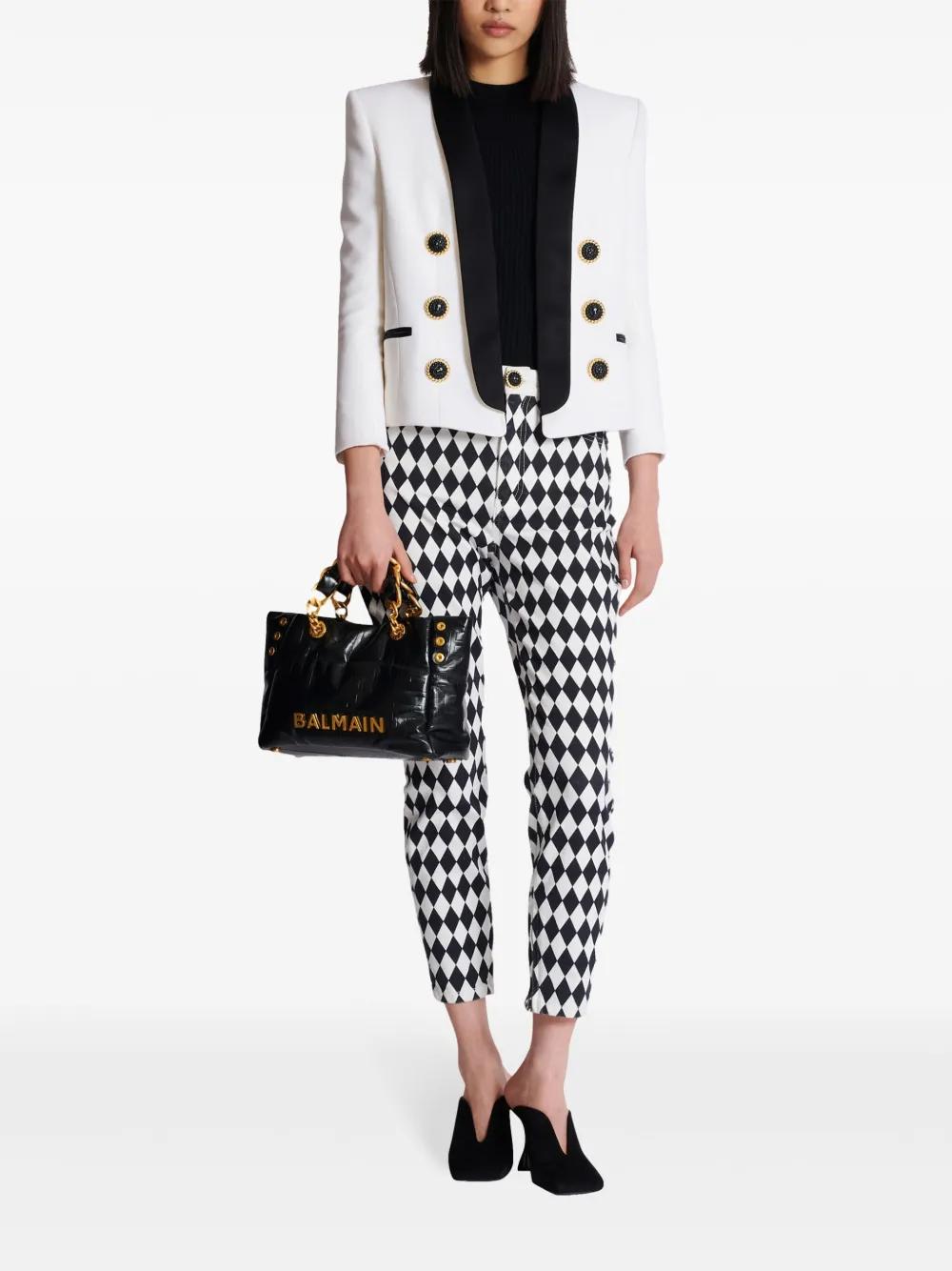 BALMAIN Mini Soft Leather Crinkle Shopper Handbag