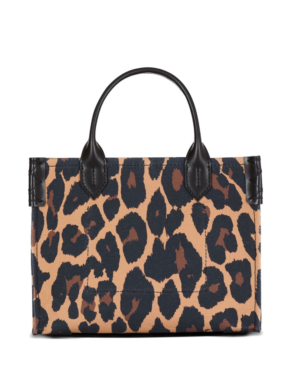 BALMAIN Mini Leopard Print Canvas Tote Handbag