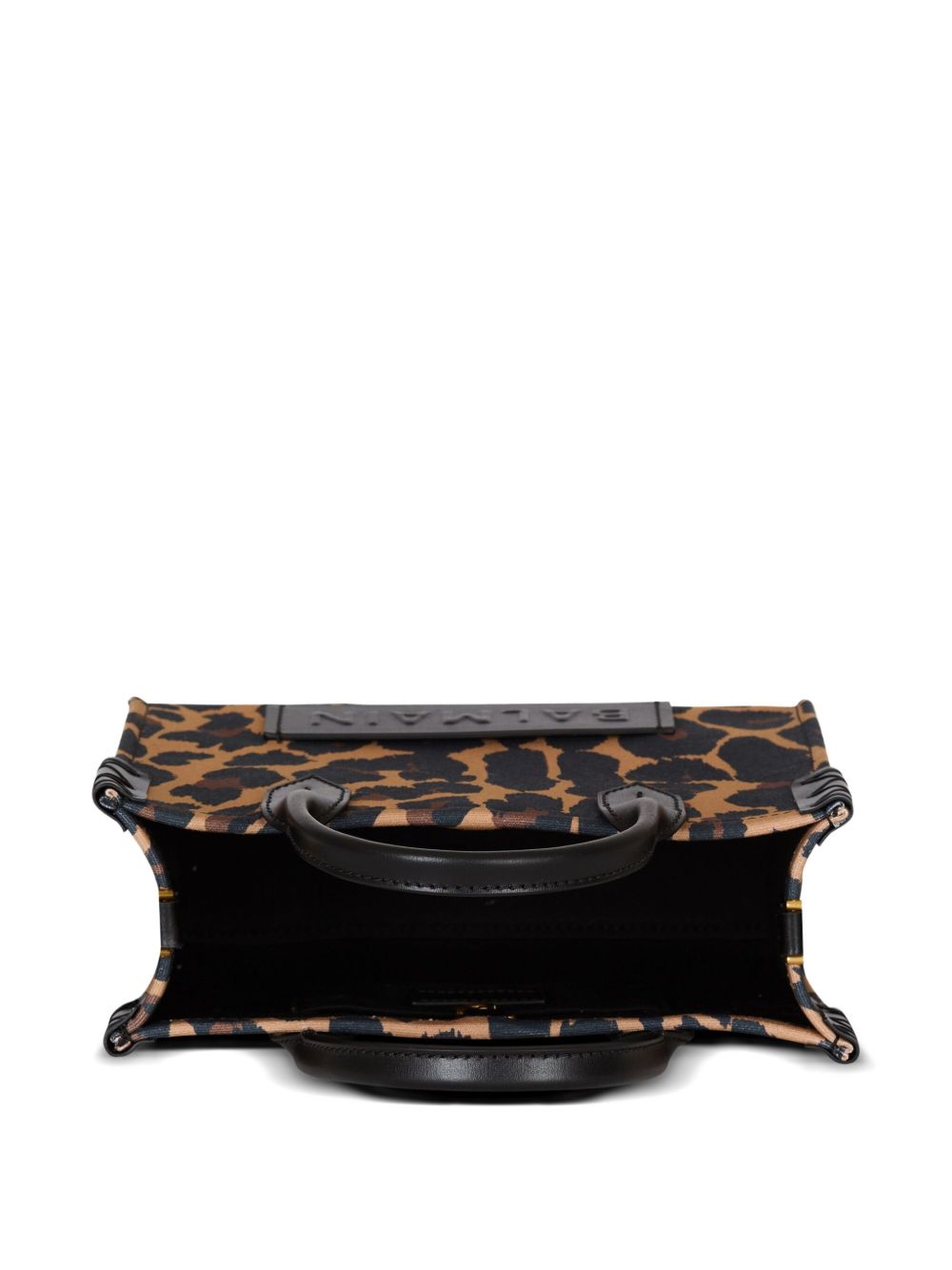BALMAIN Mini Leopard Print Canvas Tote Handbag
