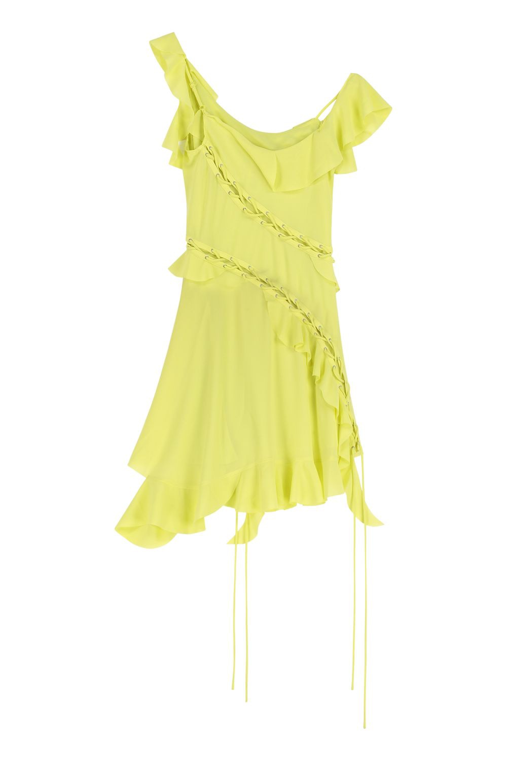 ACNE STUDIOS Frill Mini Dress with Lace-Up Detail