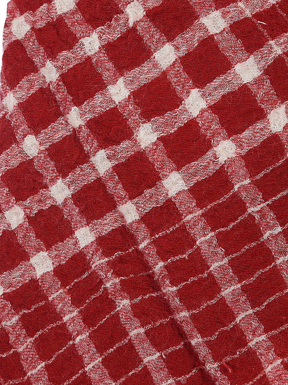 MOISMONT Checkered Wool Scarf with Fringed Edges