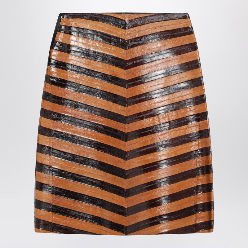 FENDI Two-Tone Chevron Pleated Midi Skirt