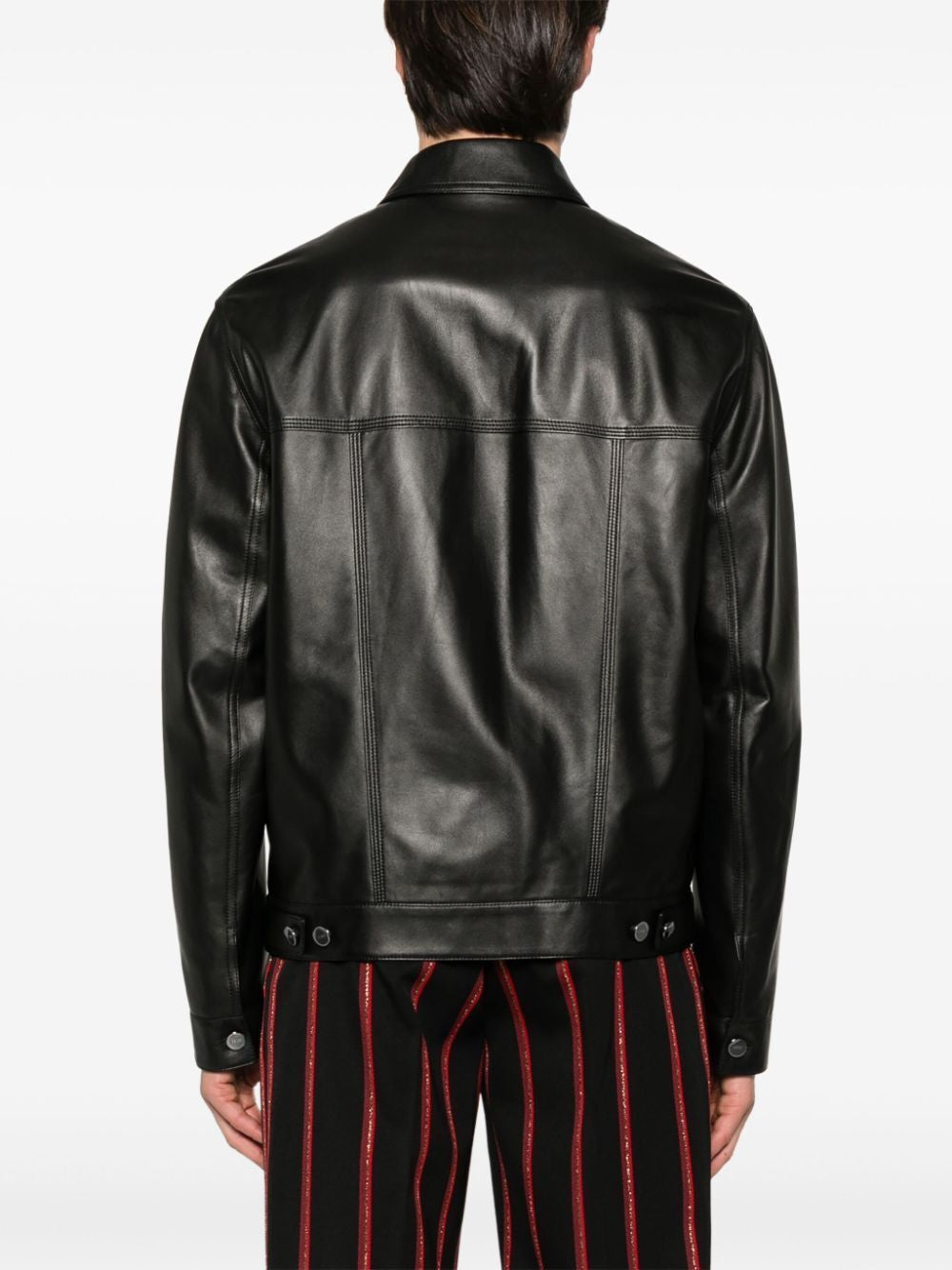 FENDI Embellished FF Patch Nappa Leather Blouson Jacket
