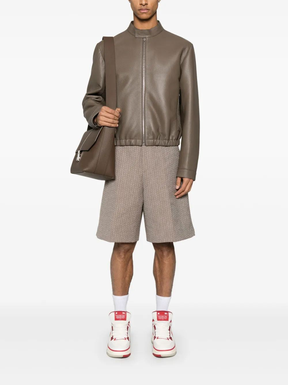 FENDI Pebbled Leather Jacket for Men