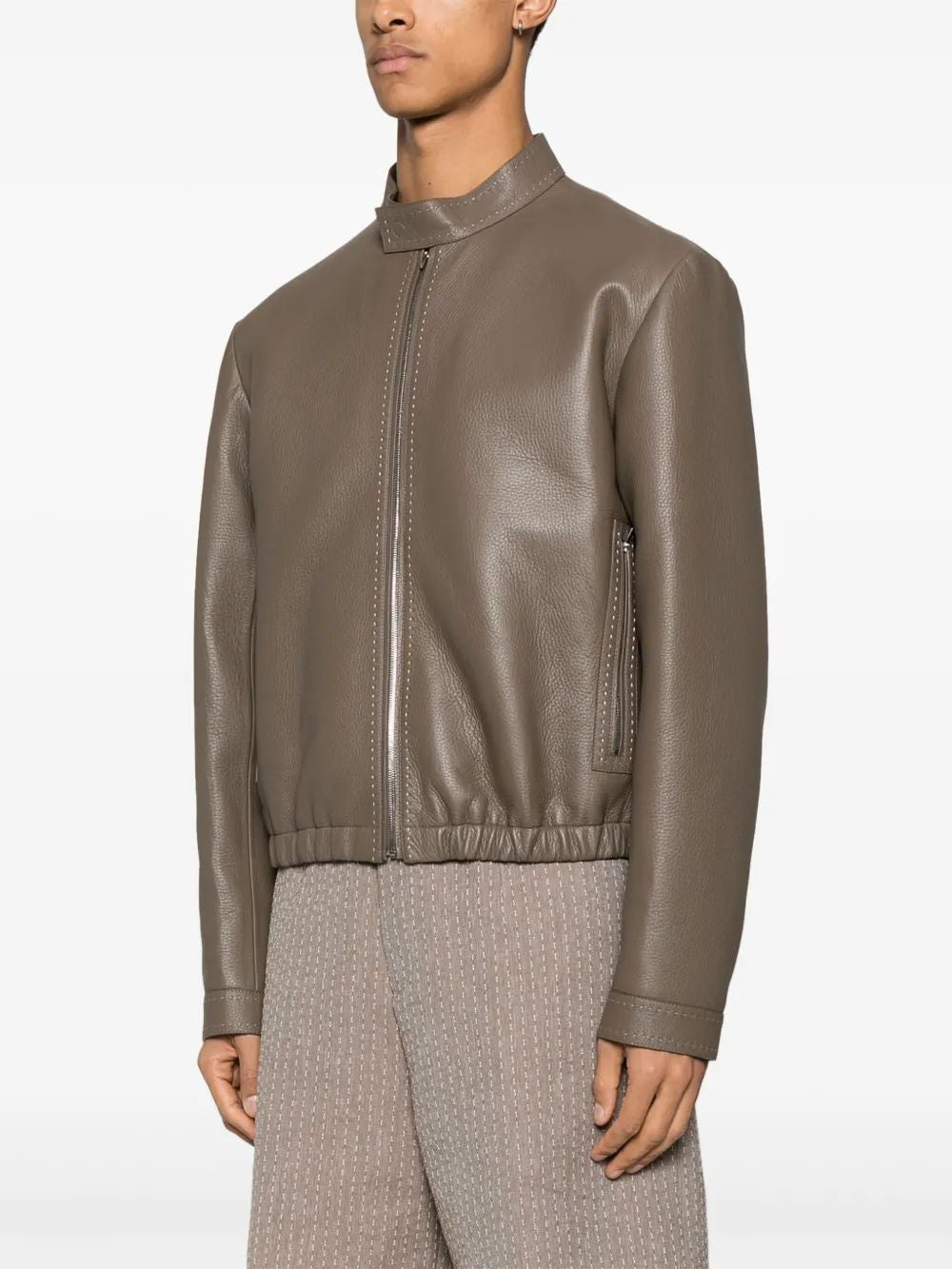 FENDI Pebbled Leather Jacket for Men