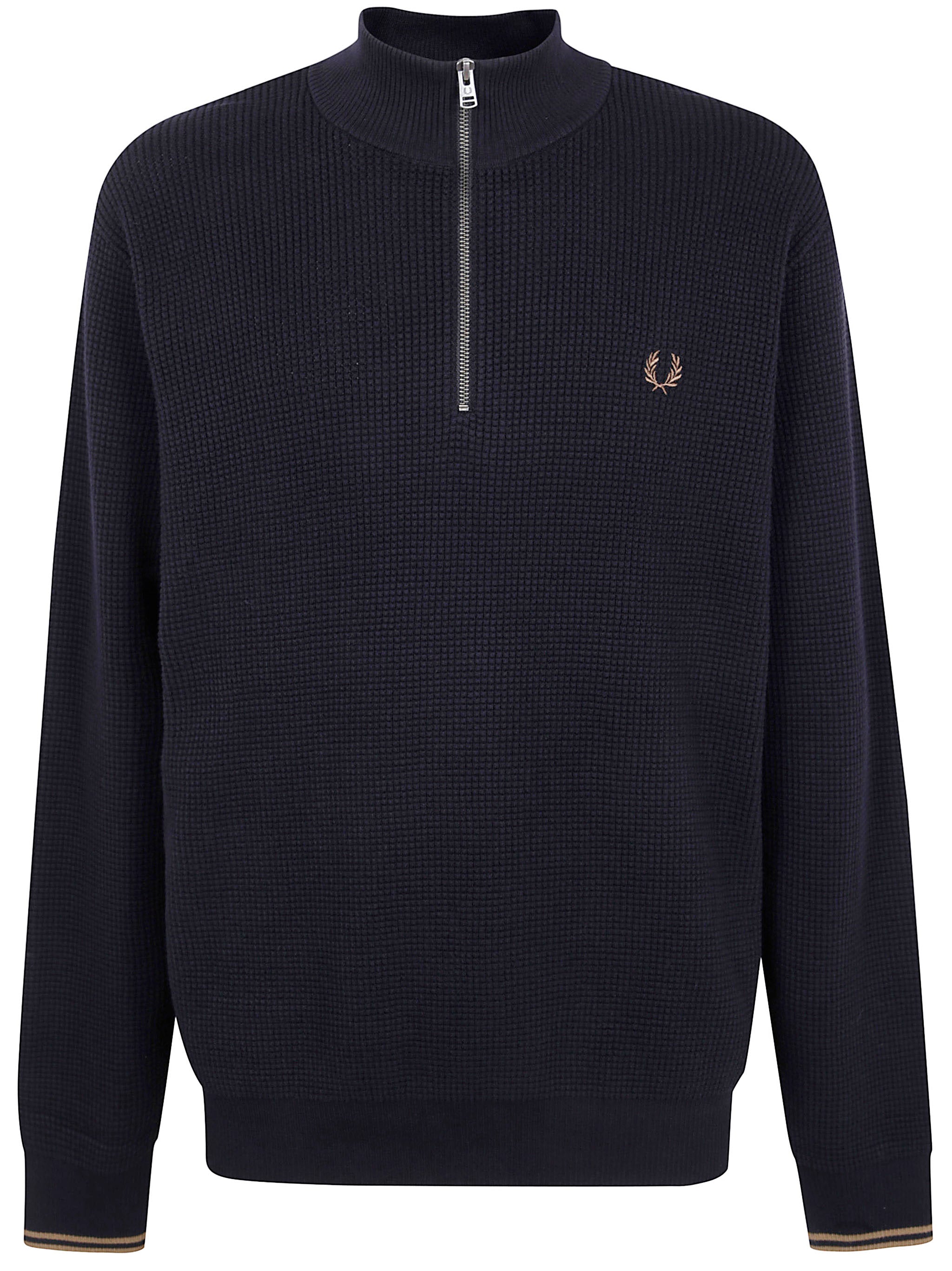 FRED PERRY Waffle Stitch Half Zip Jumper