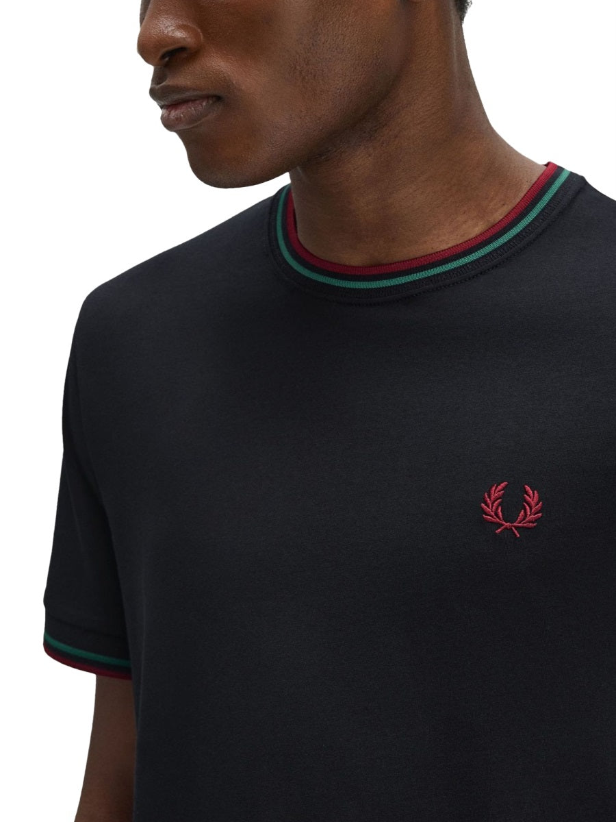 FRED PERRY Double Stripe T-Shirt - Size L