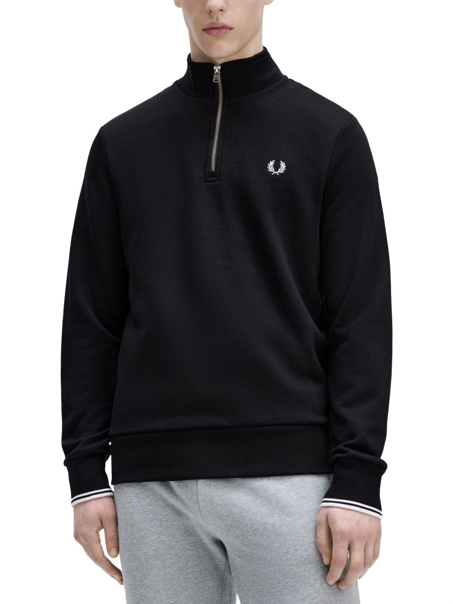 FRED PERRY Men's Half Zipper Sweatshirt - Size L