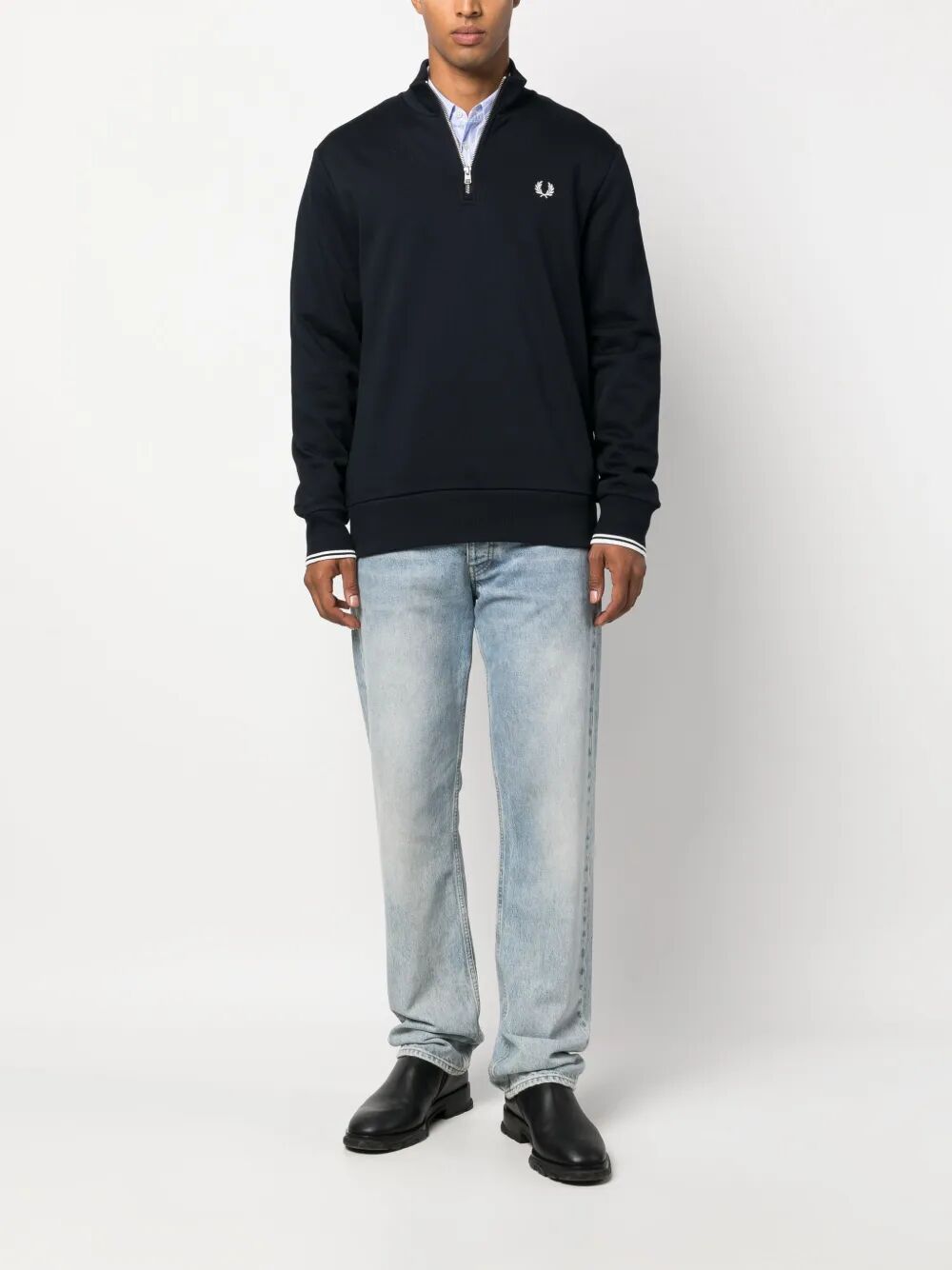 FRED PERRY Half Zipper Sweatshirt for Men - Size L