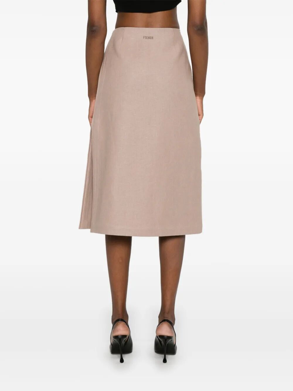 FENDI Waxed Linen Straight Midi Skirt
