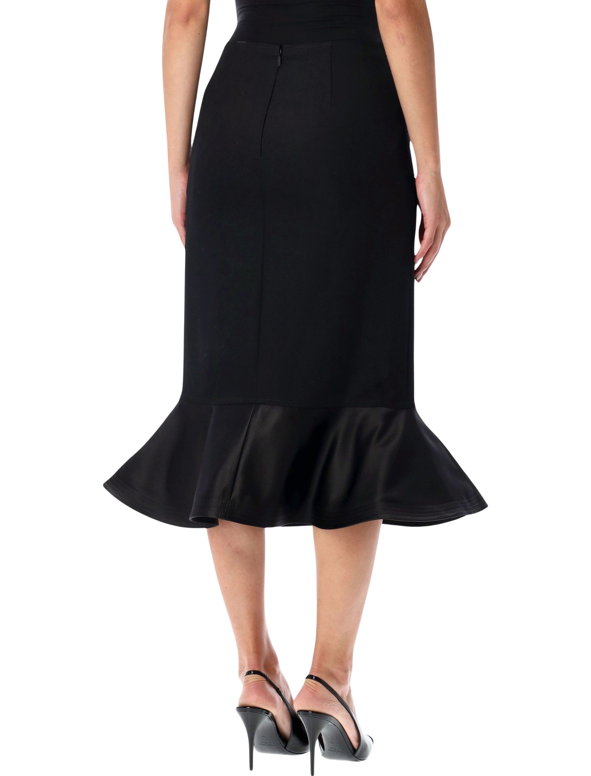 FENDI Women's Midi Skirt with Flared Peplum Hem