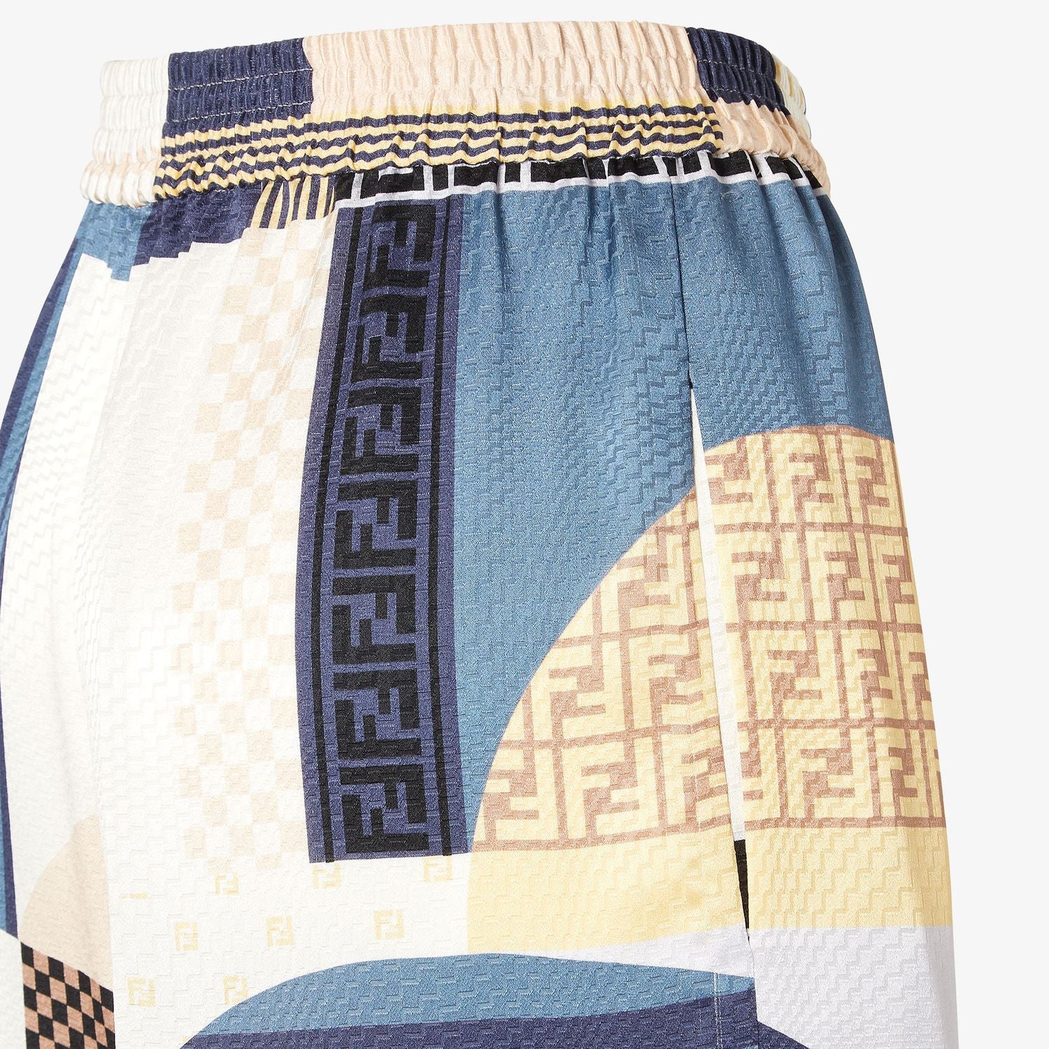 FENDI Patchwork Print Silk Flowing Pyjama Trousers