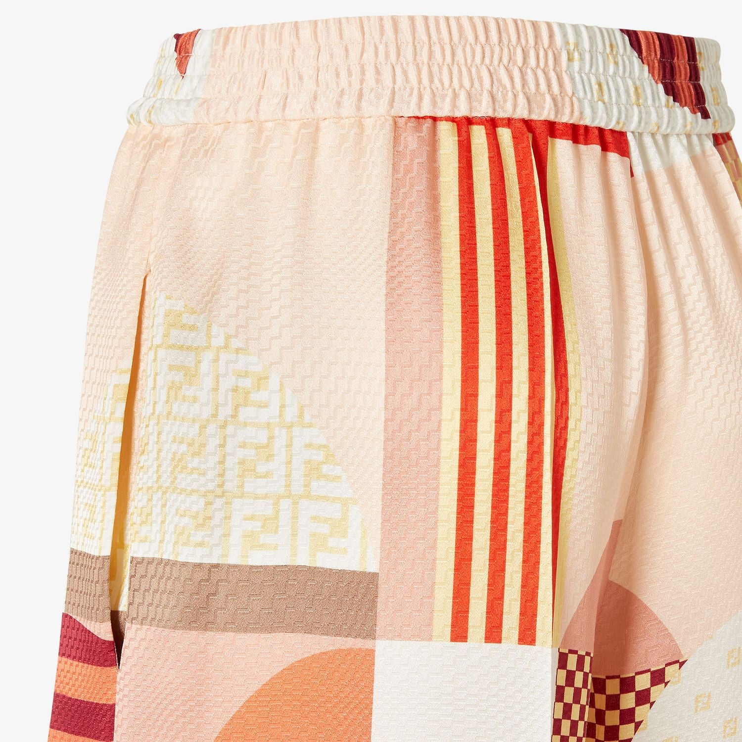 FENDI Silk Pajama Trousers with Patchwork Print (Size 38)