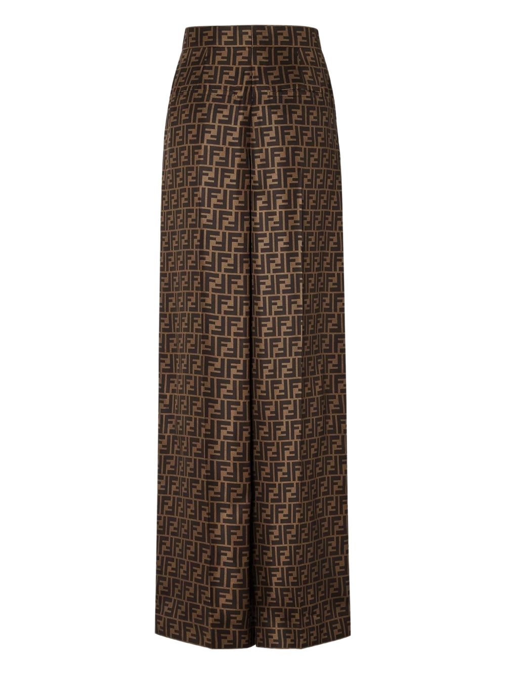 FENDI High Waist Wide Leg Silk Trousers