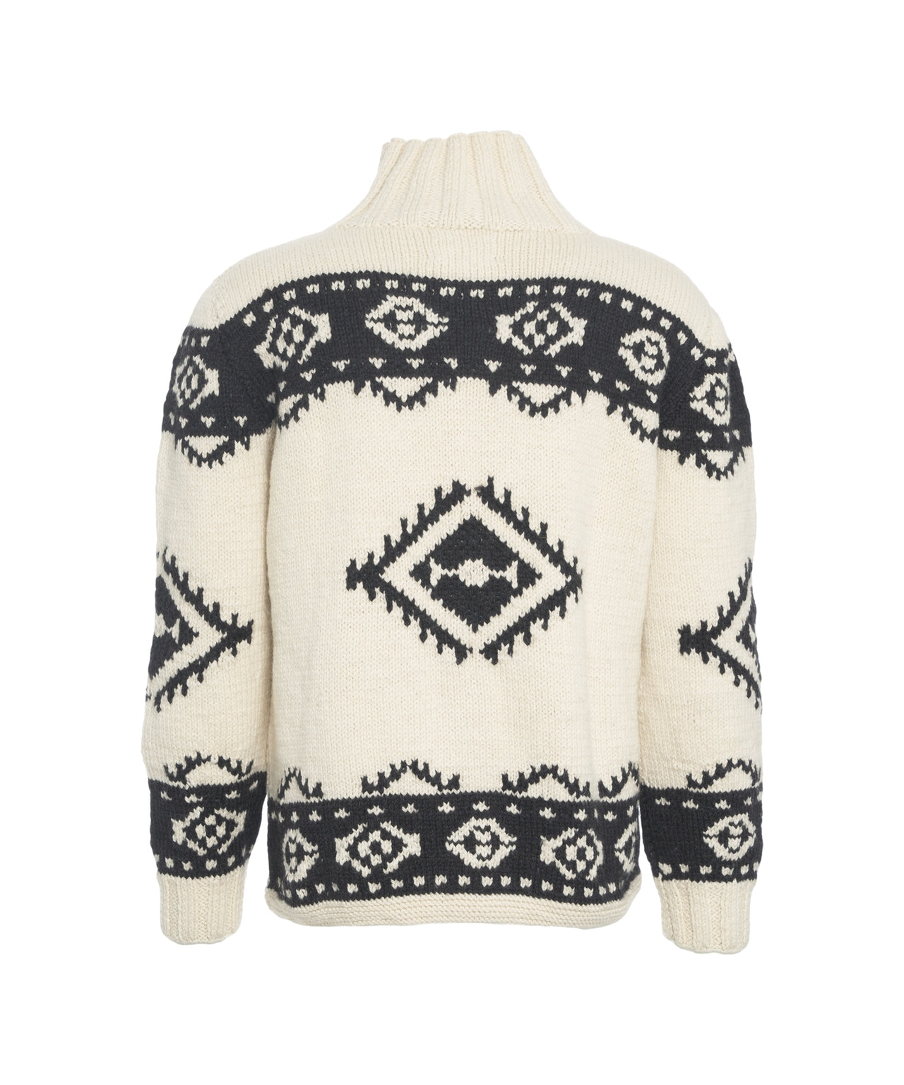 FRANTIC Wool Cardigan with Geometric Pattern