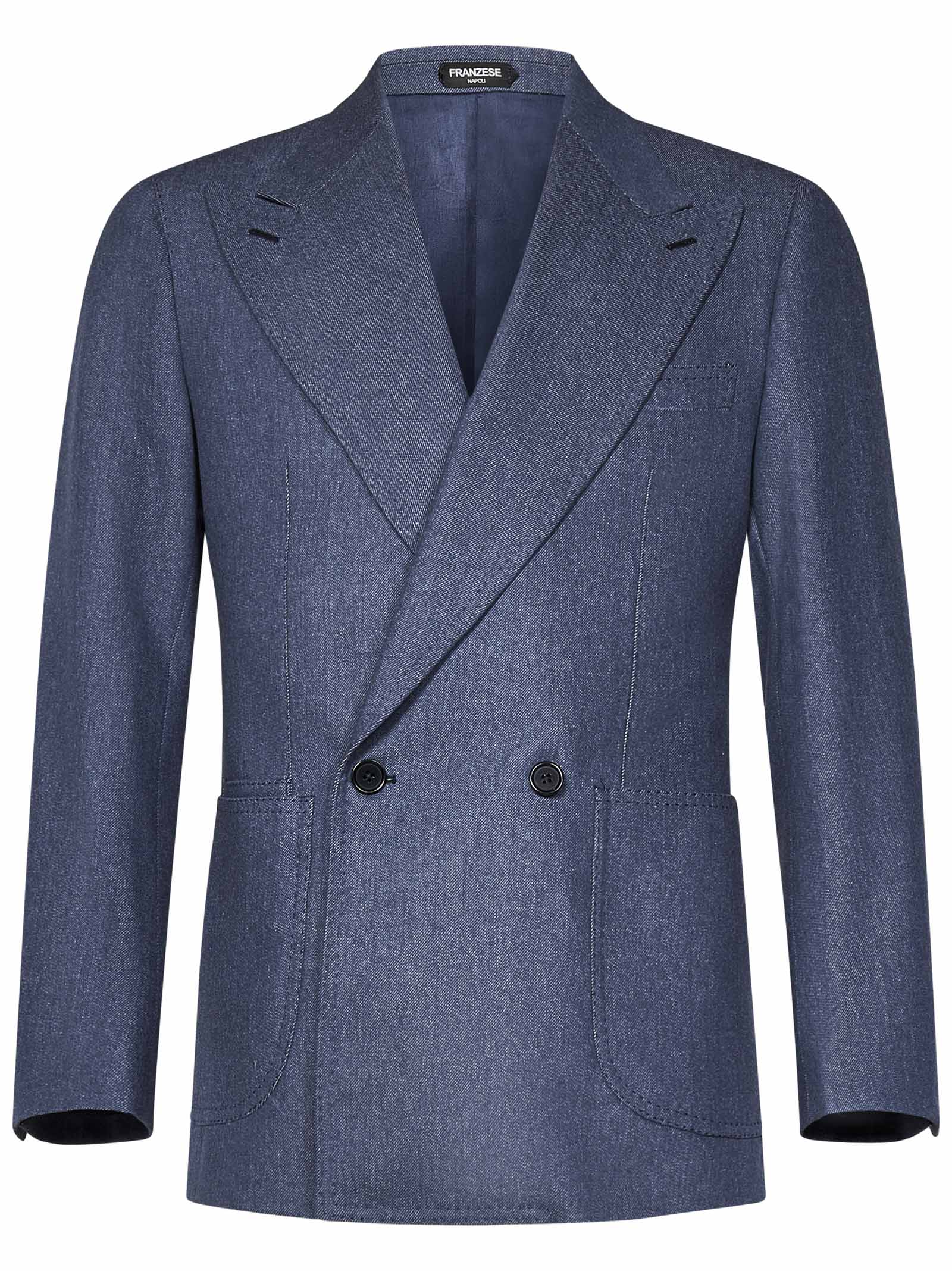 FRANZESE COLLECTION Double-Breasted Denim Jacket - Size 48 IT