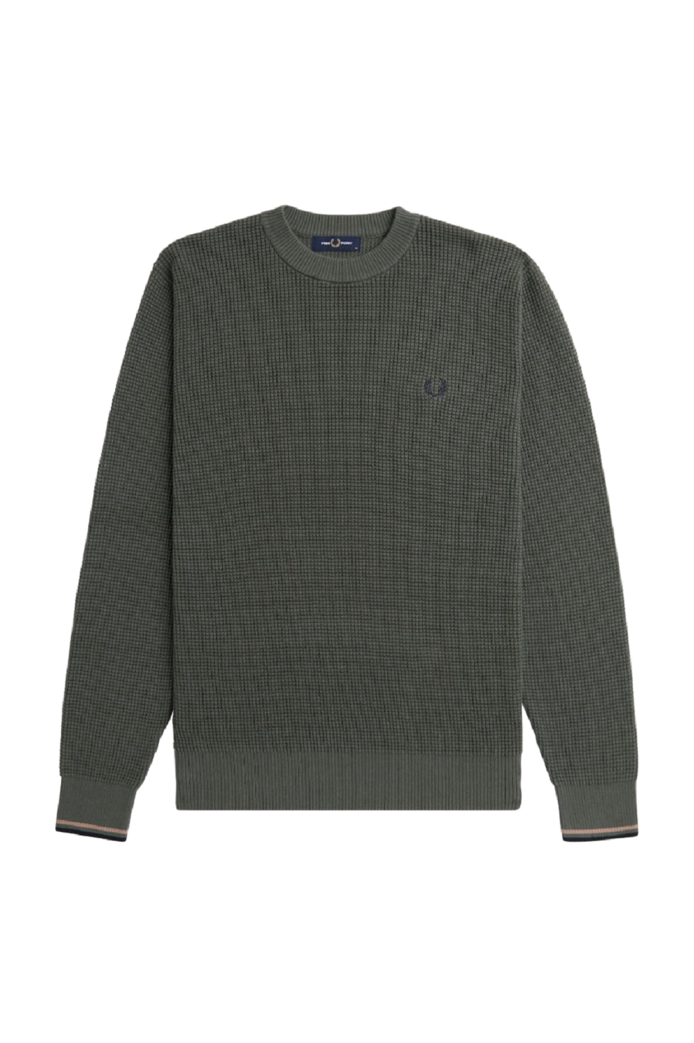 FRED PERRY Classic Honeycomb Texture Crew Neck Sweater