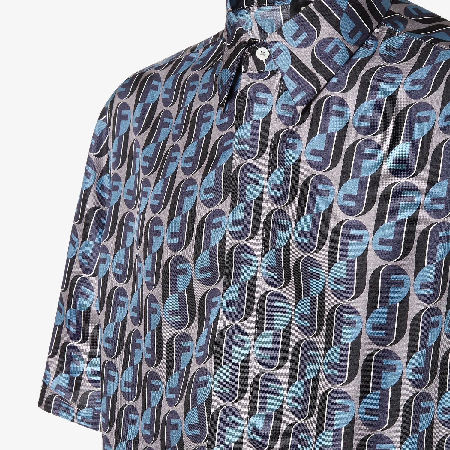 FENDI Printed Silk Shirt with Half-Italian Collar - Boxy Fit