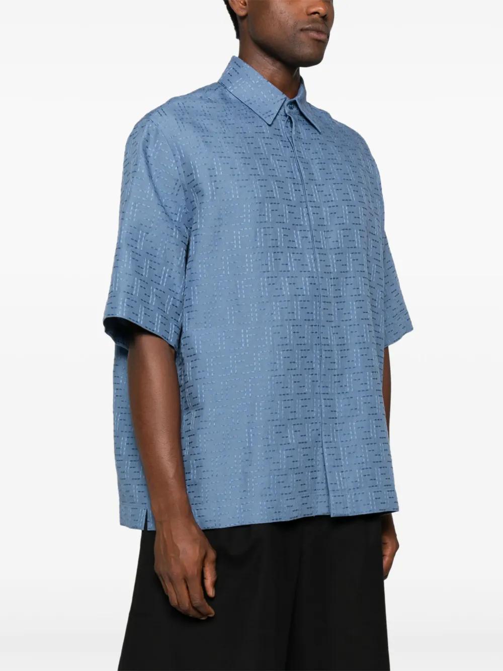 FENDI Short Sleeve FF Jacquard Linen Shirt