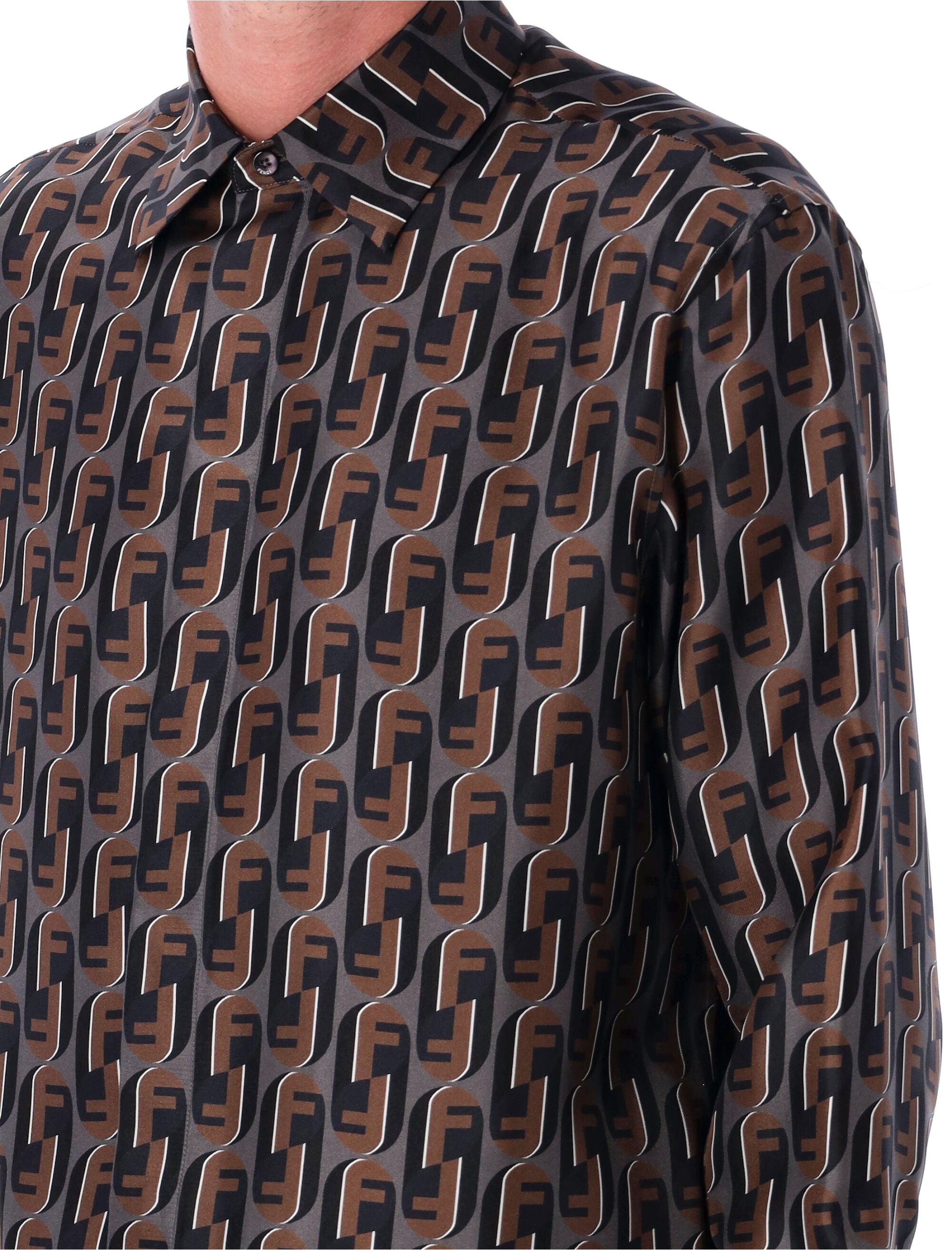 FENDI Elegant Printed Silk Shirt for Men