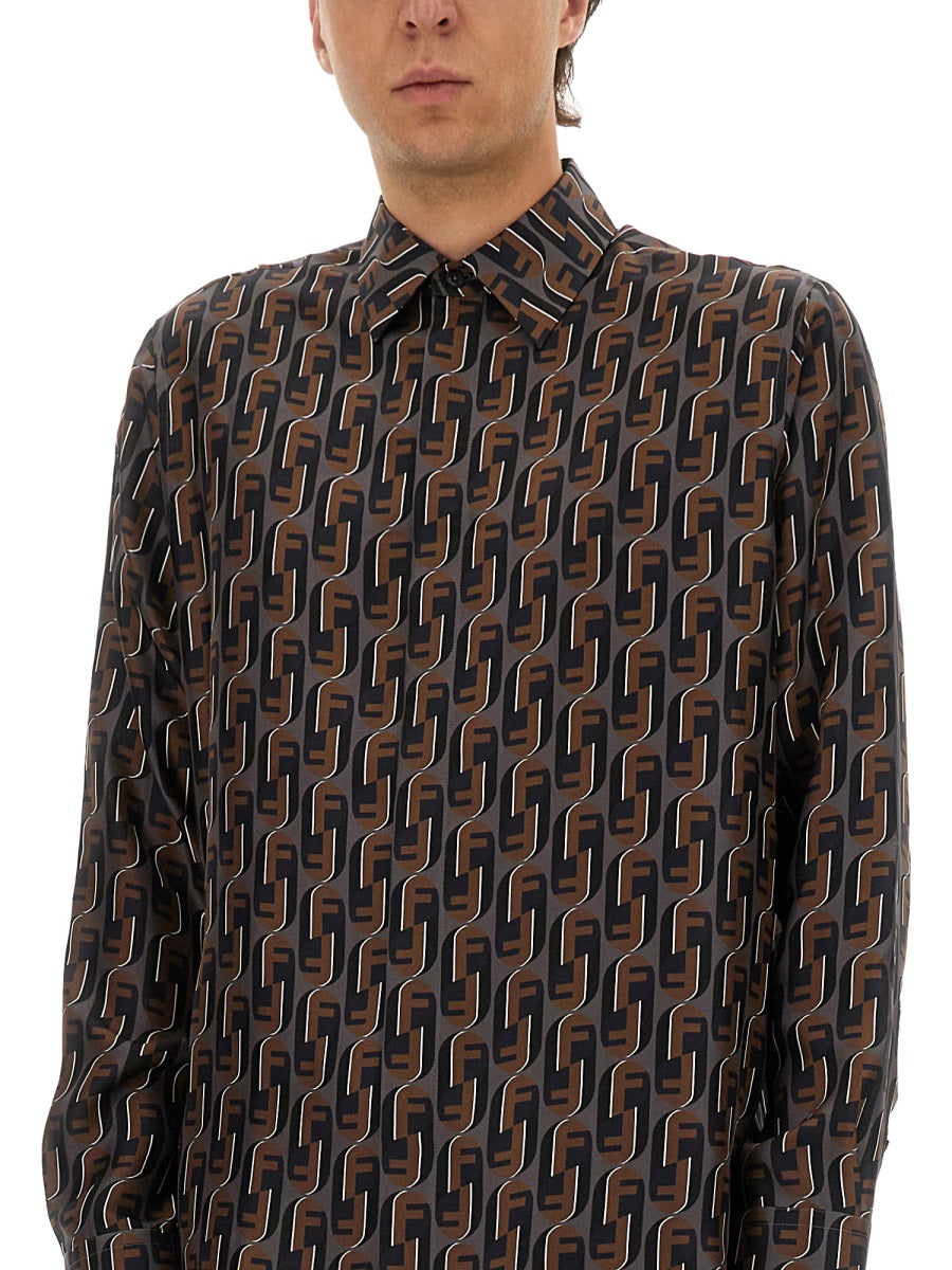 FENDI Elegant Printed Silk Shirt for Men