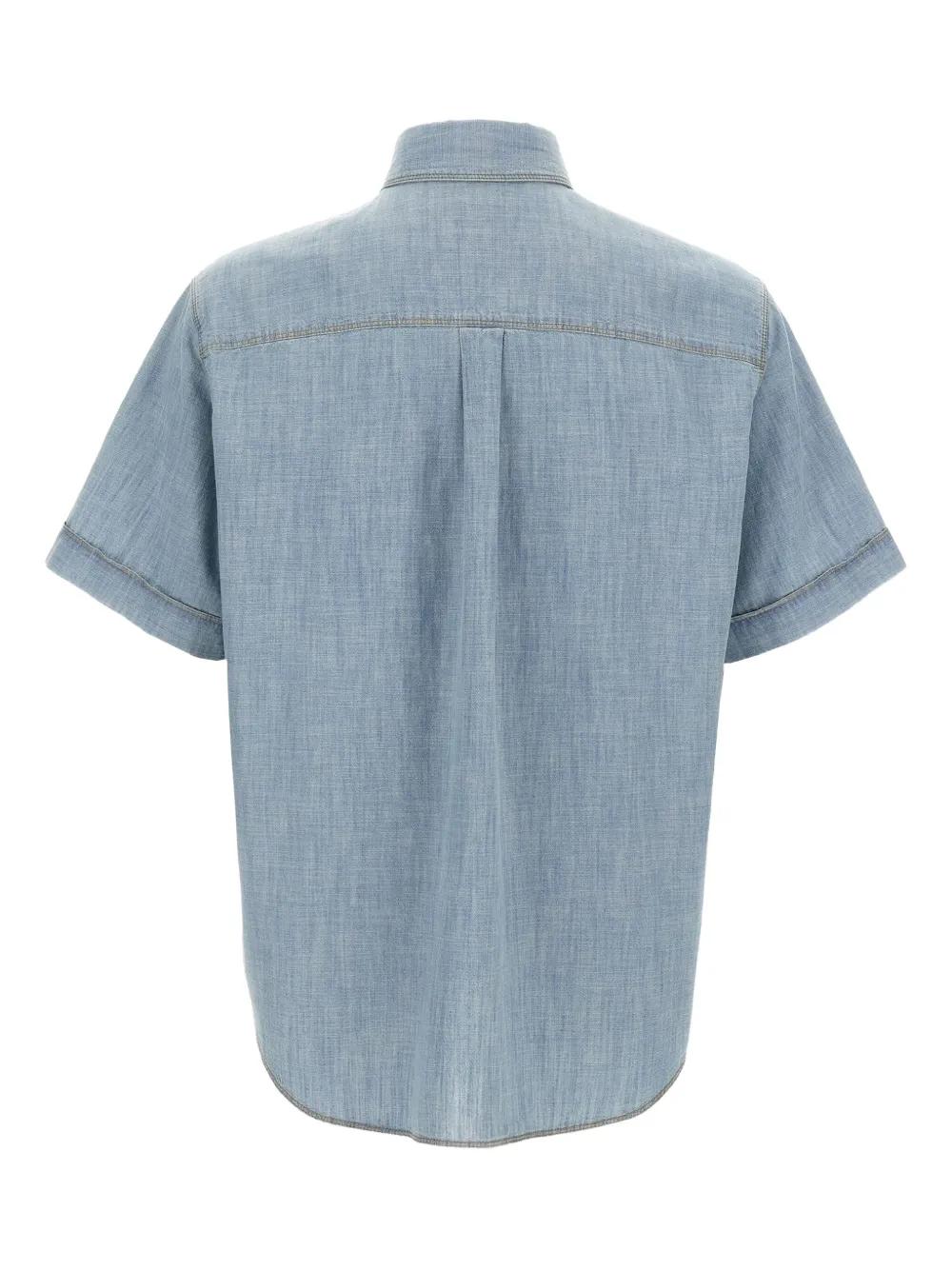 FENDI Short Sleeve Chambray Button-Down Shirt