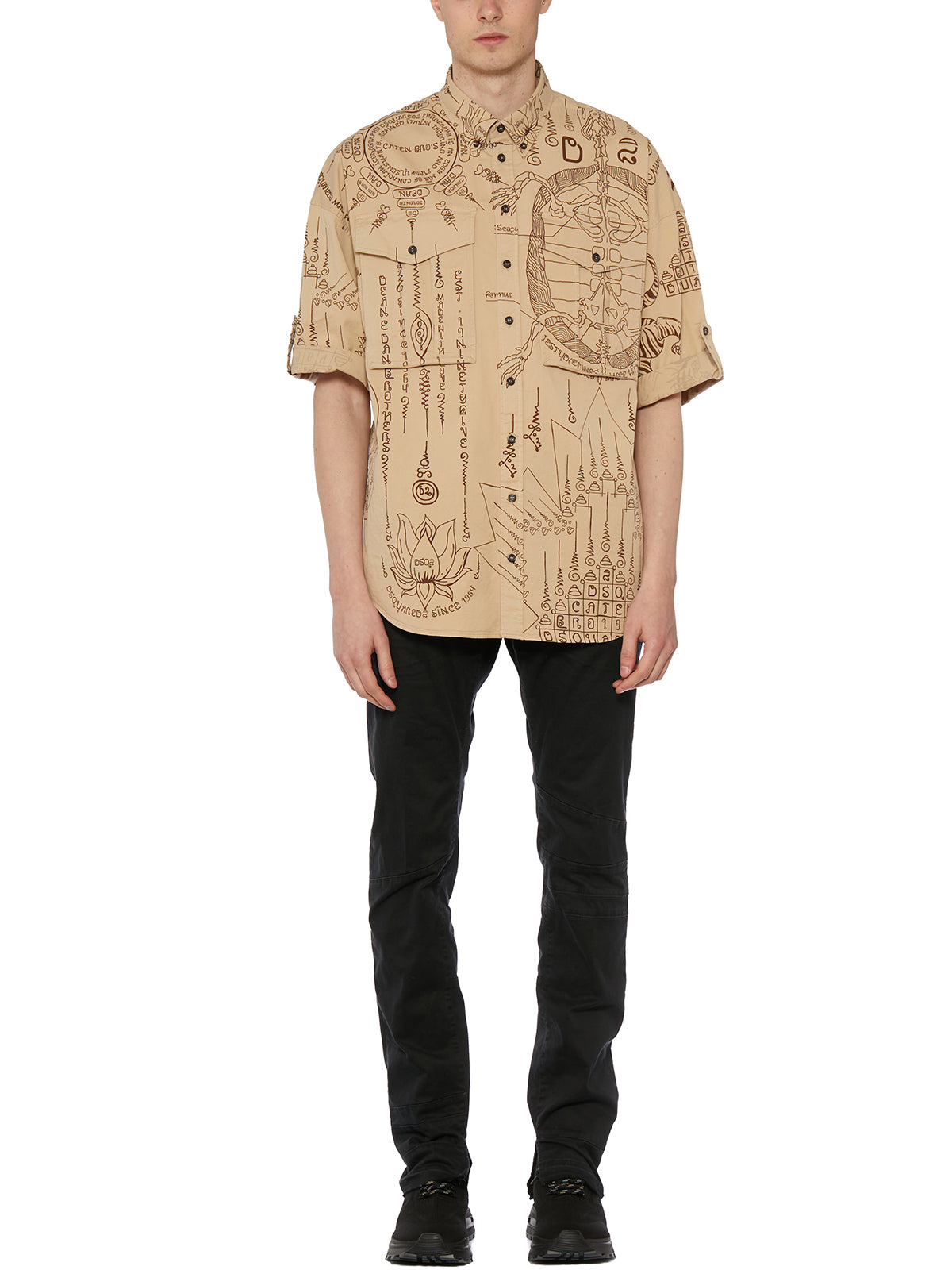 DSQUARED2 Printed Cotton Shirt - Size 46