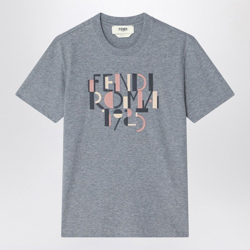 Cotton T-Shirt with Fendi Rome Graphic