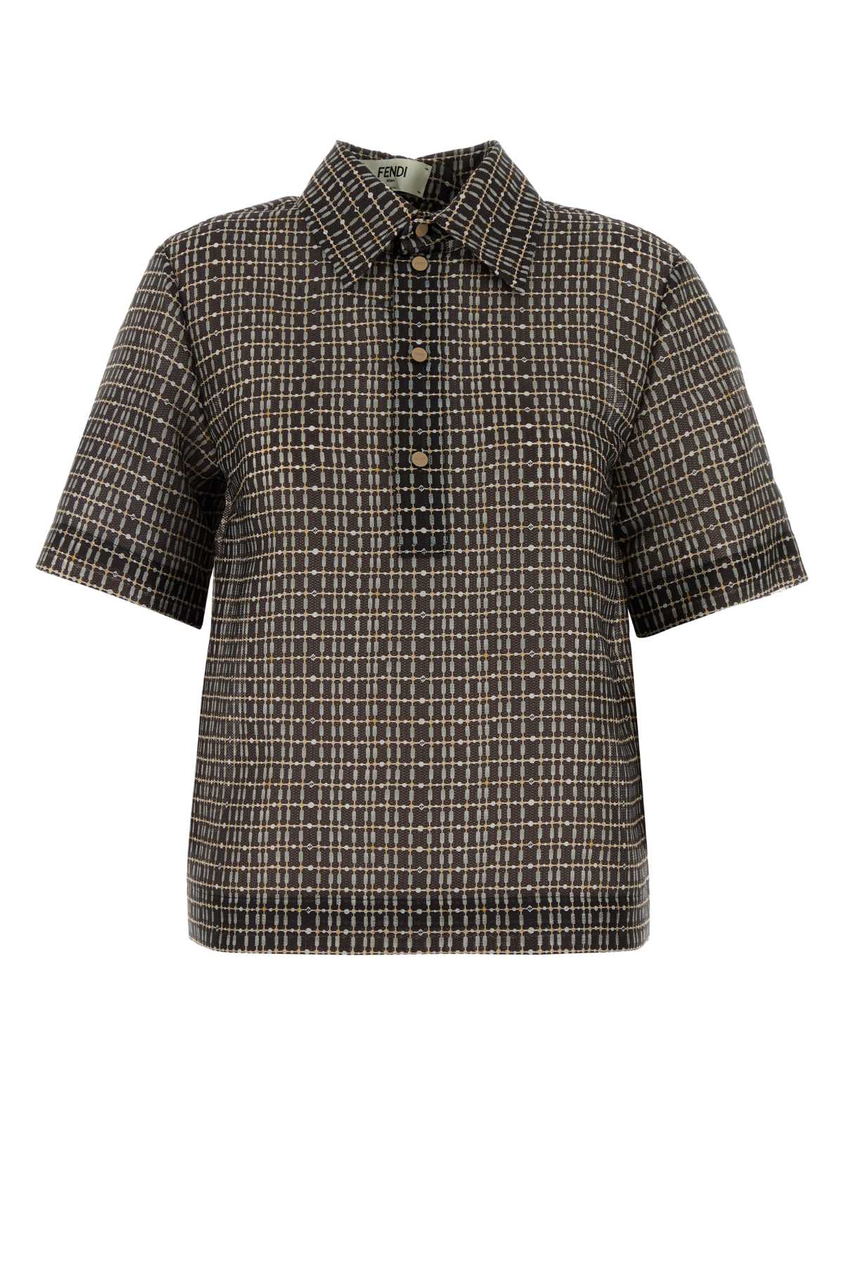 FENDI Mini Printed Silk Blend Polo Shirt