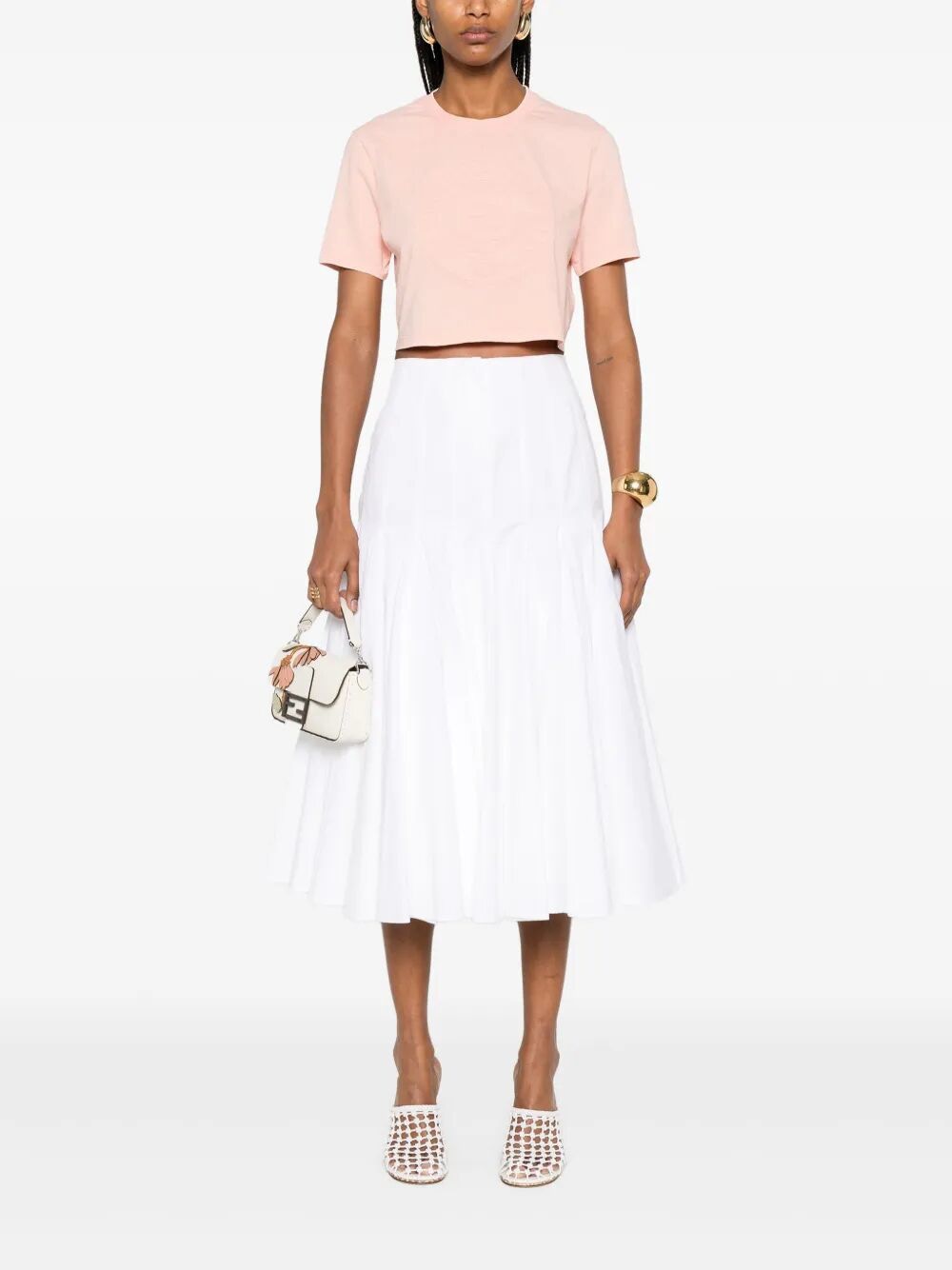 FENDI Women's Crop Logo Tee