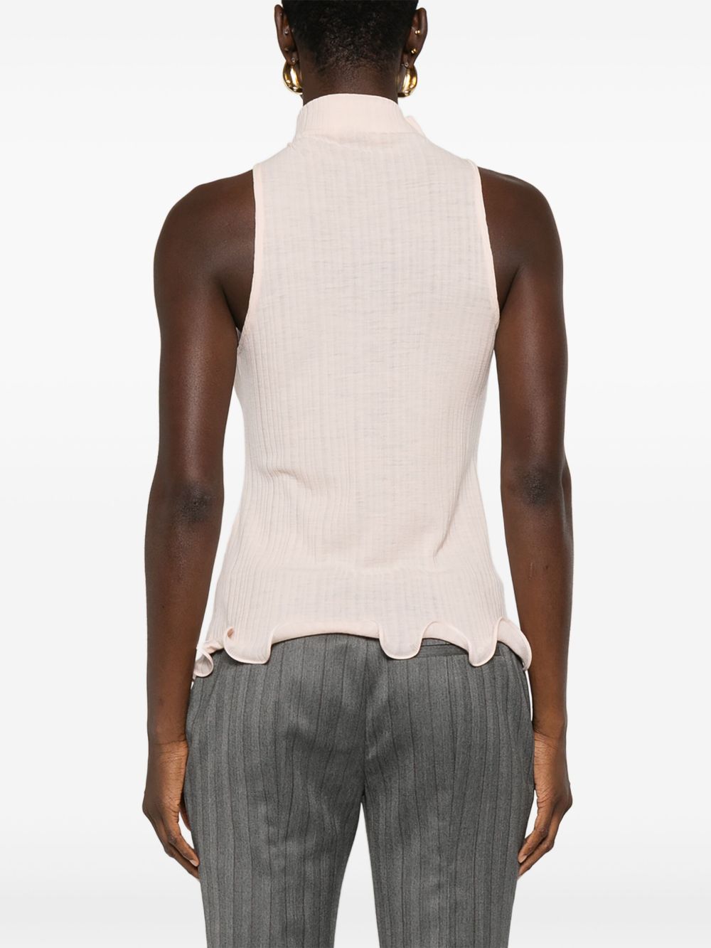 FENDI Mock Neck Sleeveless Top with Flared Hem