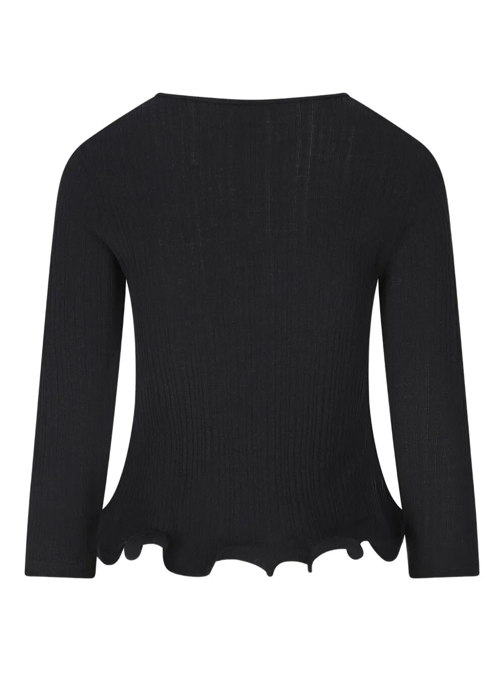 FENDI Wool V-Necked Sweater with Scalloped Hem for Women