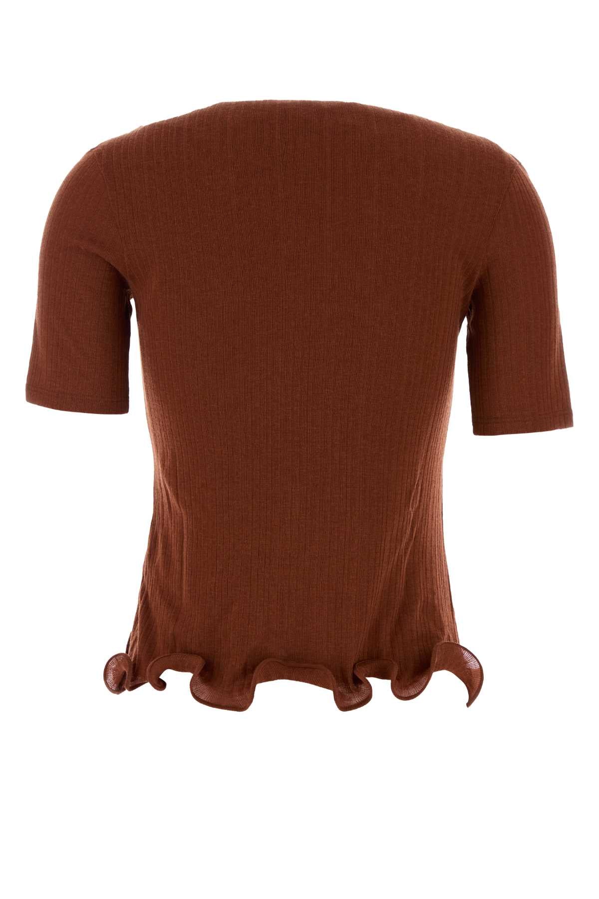 FENDI Ruffled Hem Crewneck Mini Top for Women