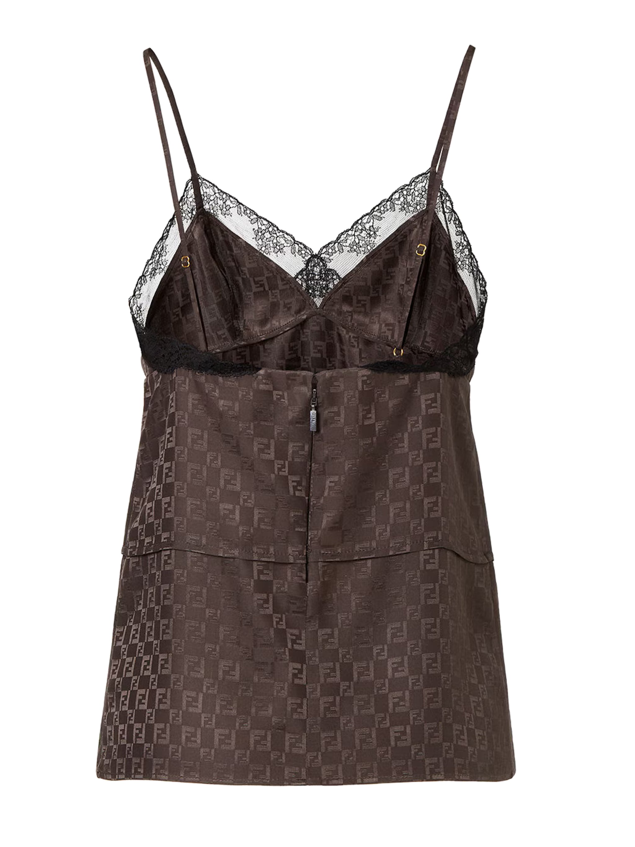 FENDI Sleeveless Jacquard Silk Top with Sweetheart Neckline - Size 38
