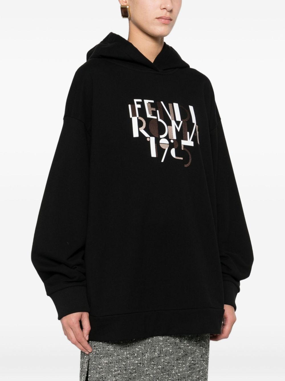 FENDI Classic Logo-Print Cotton Hoodie for Women - FW25