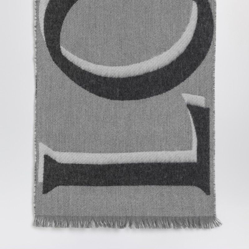 LOEWE Wool and Cashmere Scarf with Intarsia Logo