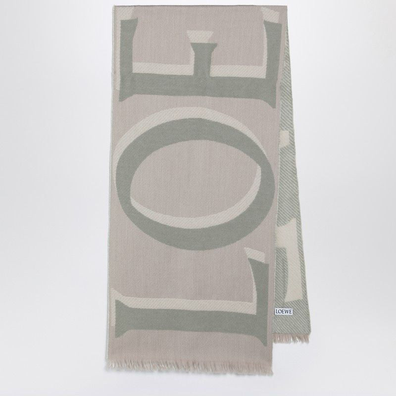 LOEWE Wool and Cashmere Scarf with Contrast Logo
