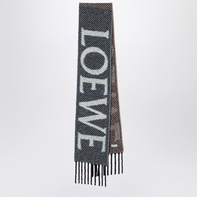 LOEWE Wool and Alpaca Blend Scarf with Textured Logo
