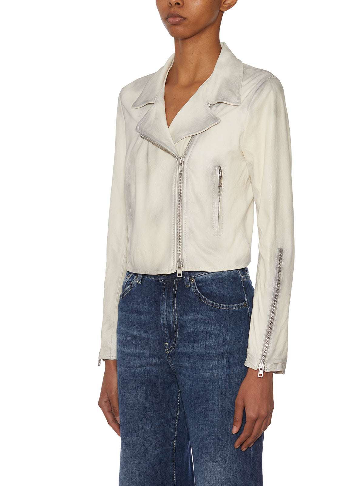 SWORD Women's Mini Studded Leather Jacket - Size 42