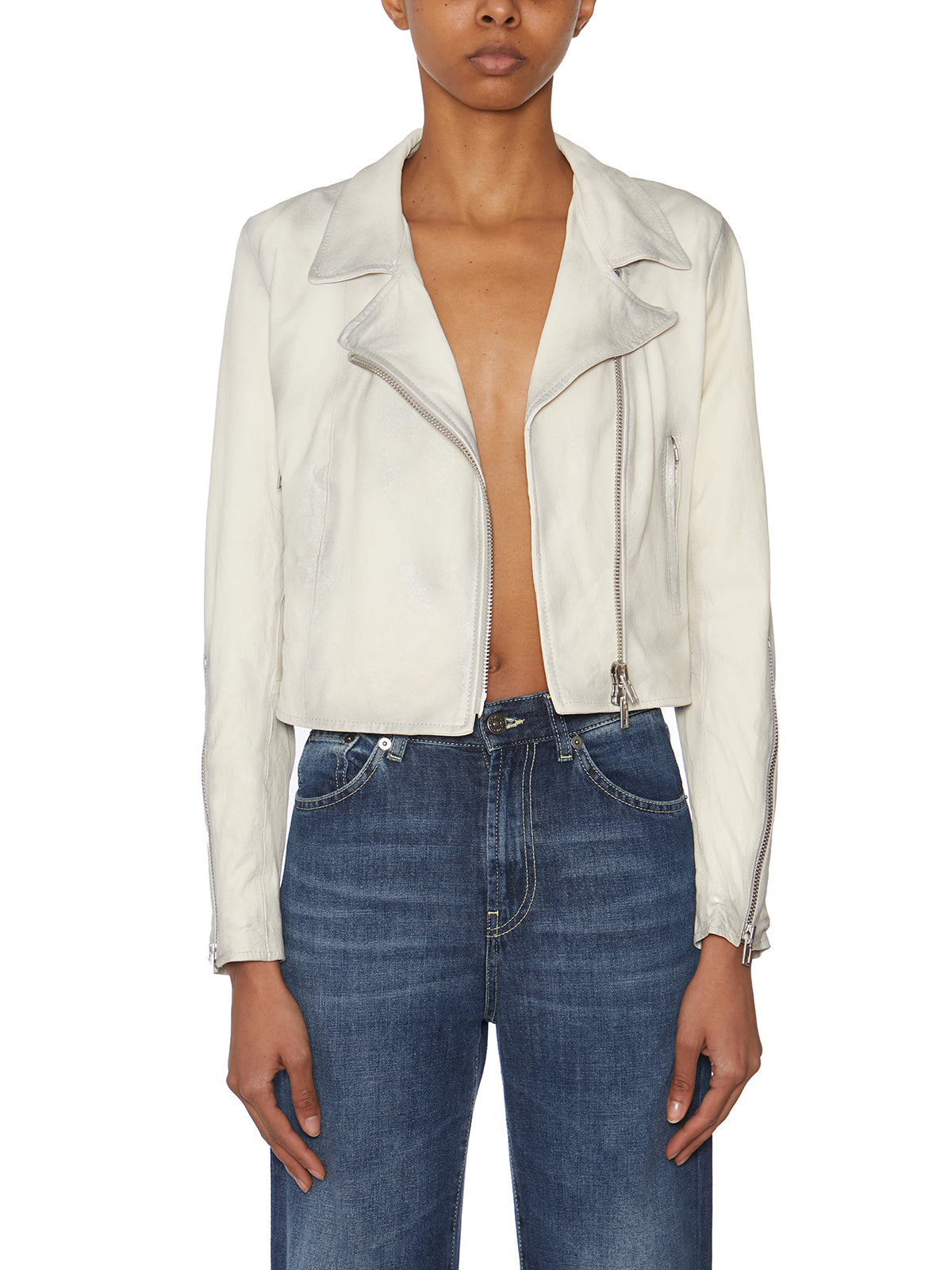 SWORD Women's Mini Studded Leather Jacket - Size 42