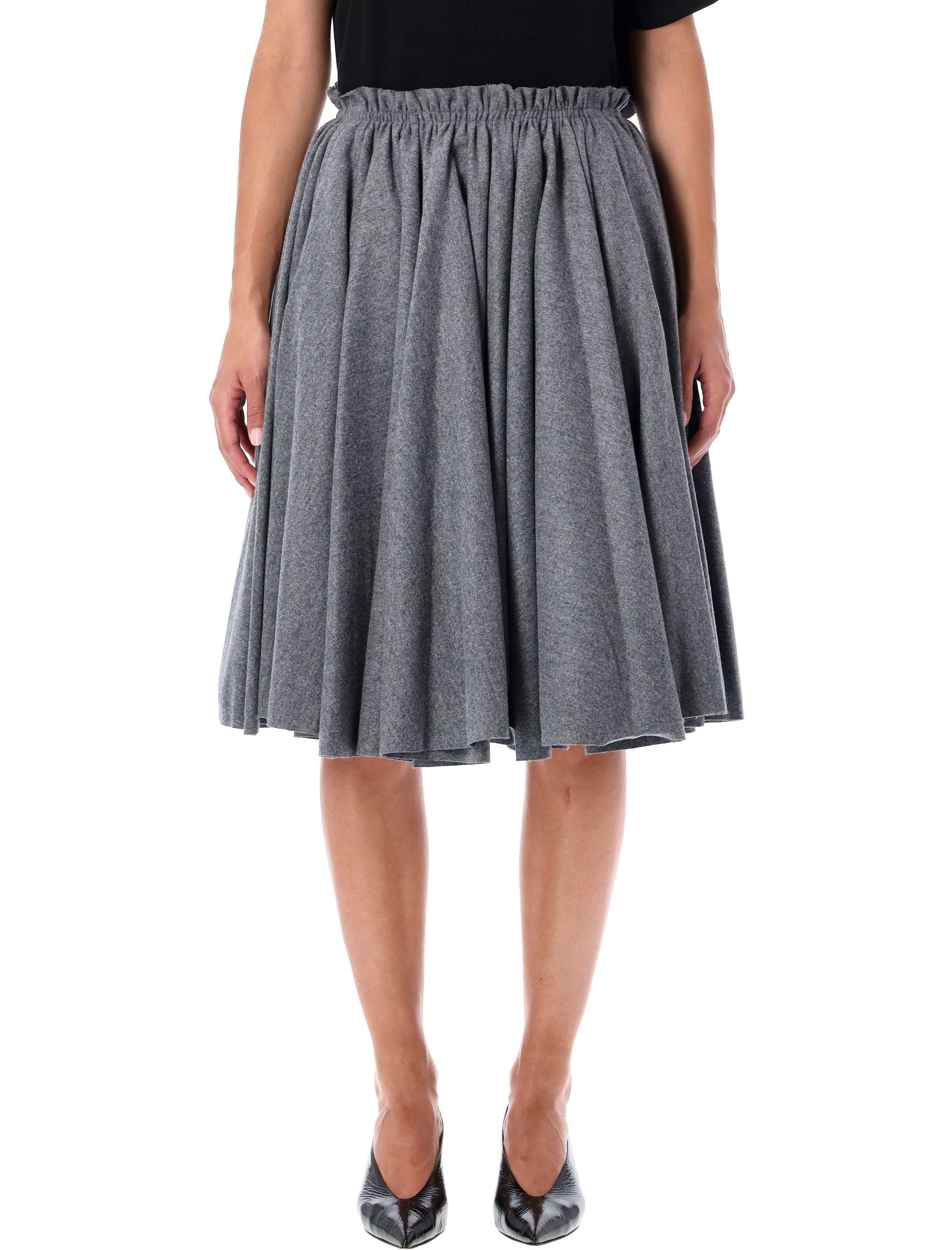 AMI PARIS Pleated Wool Flannel Midi Skirt - Size 36
