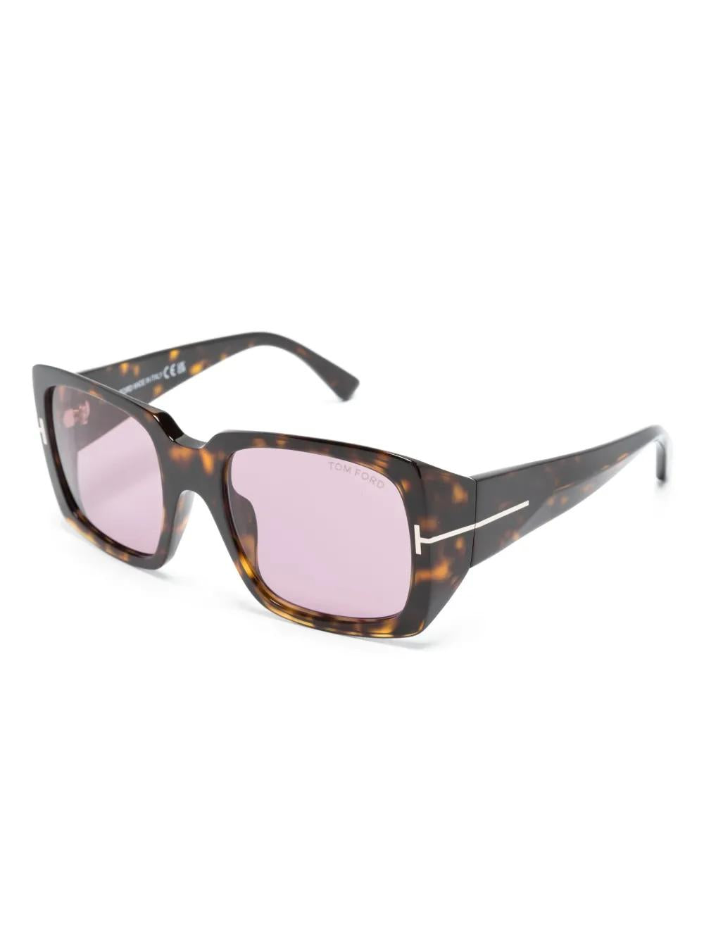 TOM FORD Tortoiseshell Effect Square Frame Sunglasses