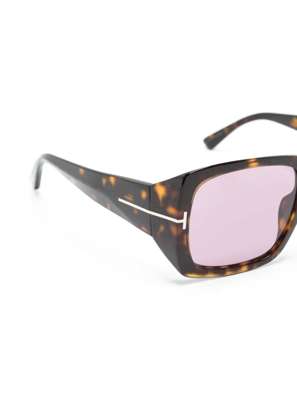 TOM FORD Tortoiseshell Effect Square Frame Sunglasses