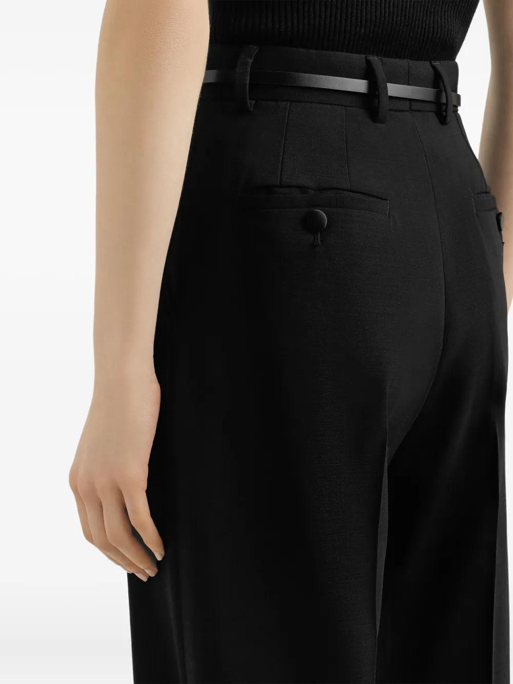 DOLCE & GABBANA Pleated Wide Leg Trousers for Women - FW25 Collection
