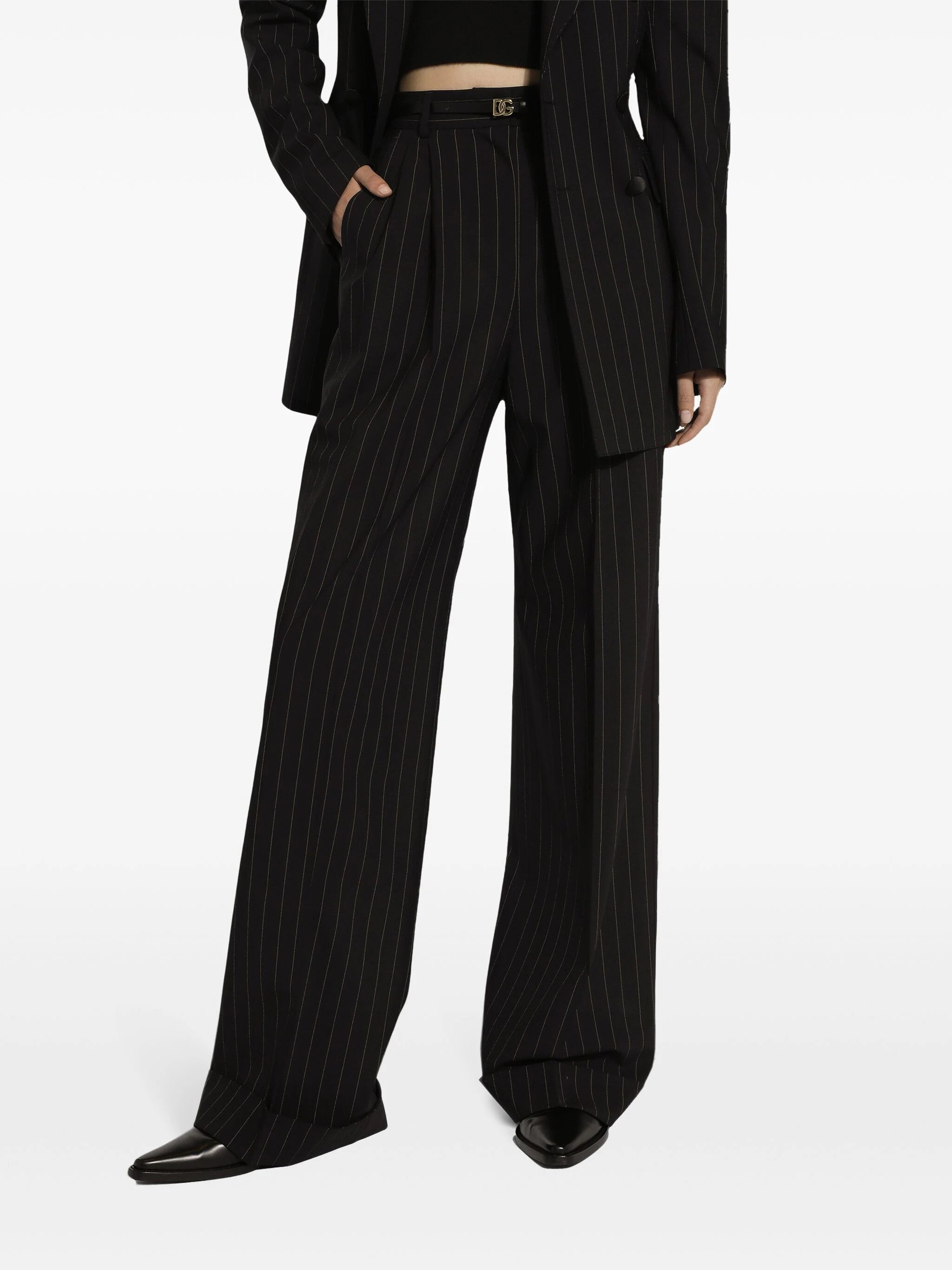 DOLCE & GABBANA Pinstriped Wool Trousers for Women