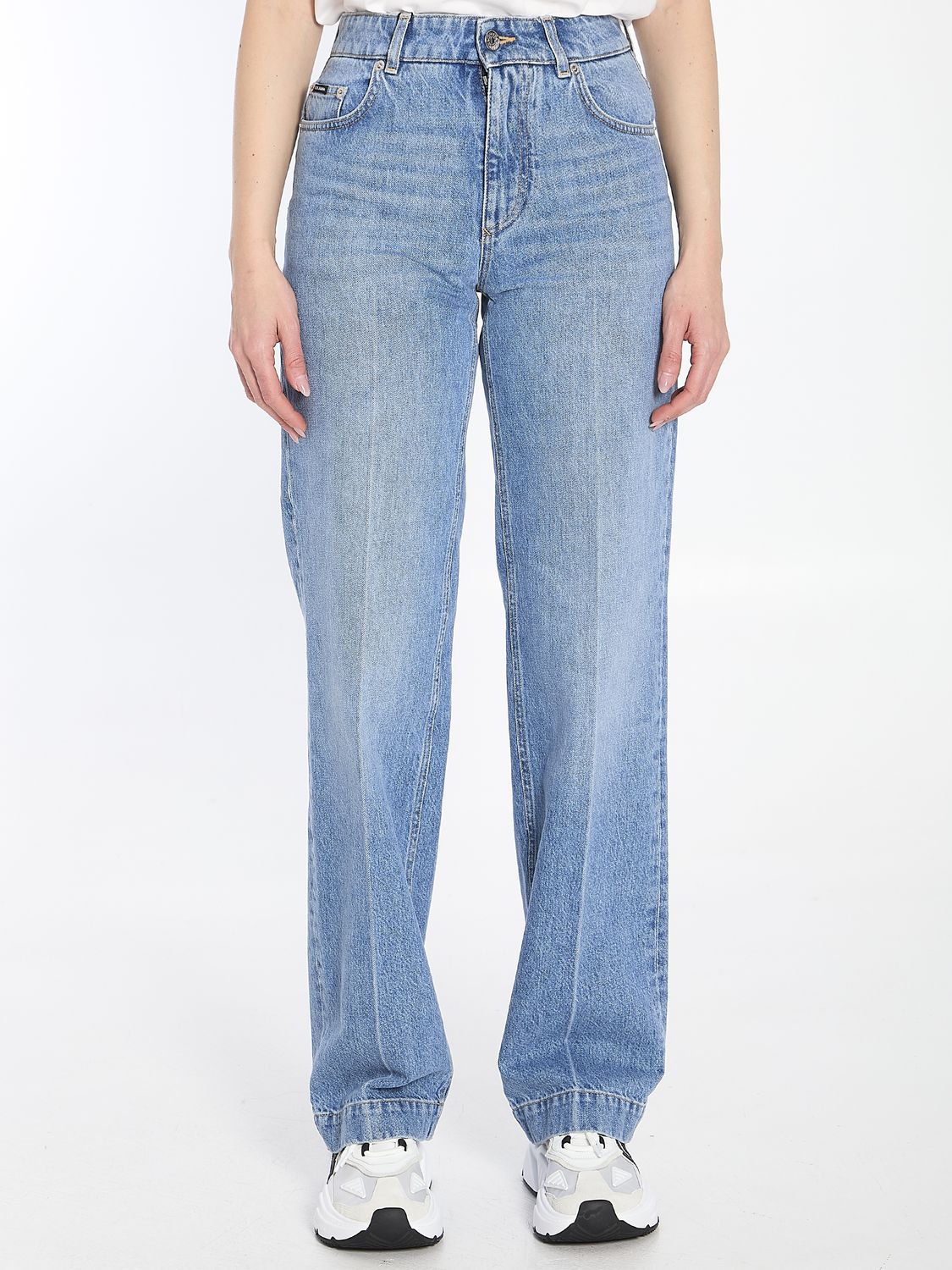 DOLCE & GABBANA Denim Jean Pants with Metallic Label